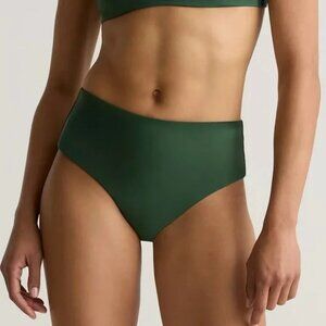 NWT QUINCE Italian High-Rise Bikini Bottom Palm Green
